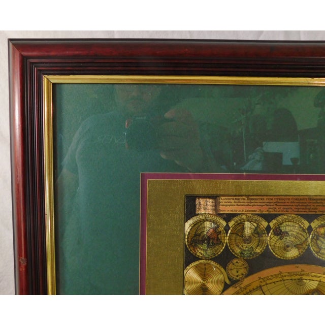 Large Vintage Ornate Gold World Map Framed & Matted Mahogany Wood Wall Picture For Sale - Image 4 of 10