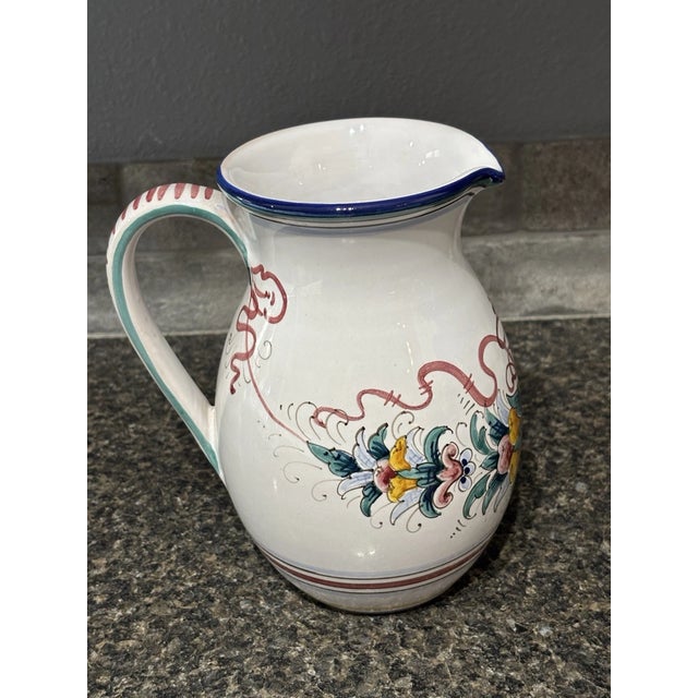 Vinatge Deruta Italian Pottery Raffaellesco Platter & Pitcher For Sale - Image 11 of 12