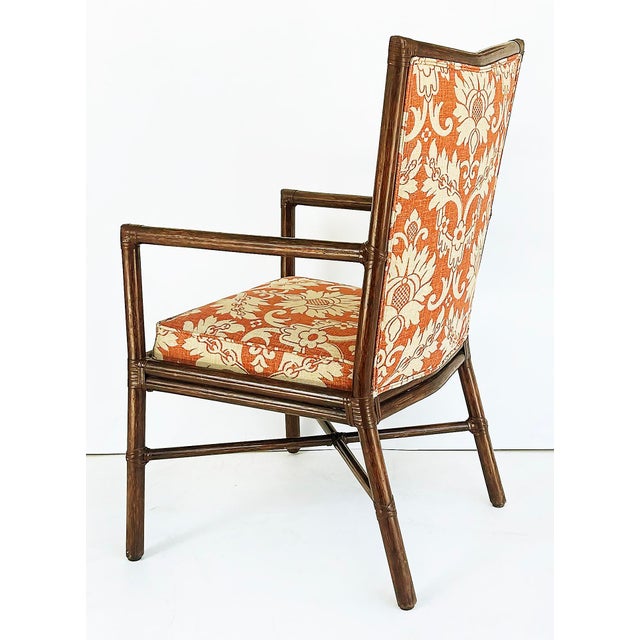 Late 20th Century Barbara Barry McGuire Rattan Rawhide Dining Room Chairs, New Upholstery- Set of 8 For Sale - Image 10 of 12