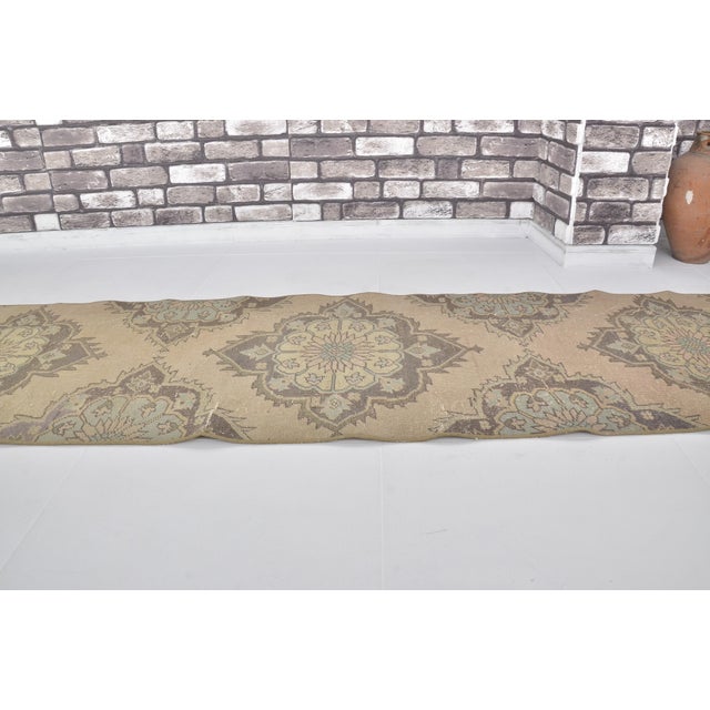 Turkish 1950s Anatolian Low Pile Wool Carpet For Sale - Image 3 of 10