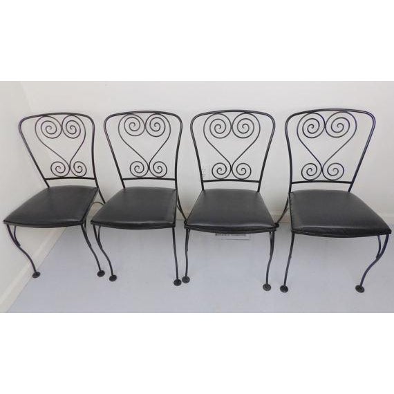 Vintage Black Wrought Iron Patio Chairs Set of 4 Chairish