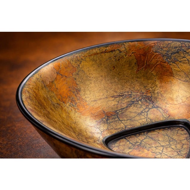 Mid 20th Century Vintage Fused Art Glass Bowl With Triangular Base – Mid-Century Modern Sculptural Centerpiece For Sale - Image 5 of 9