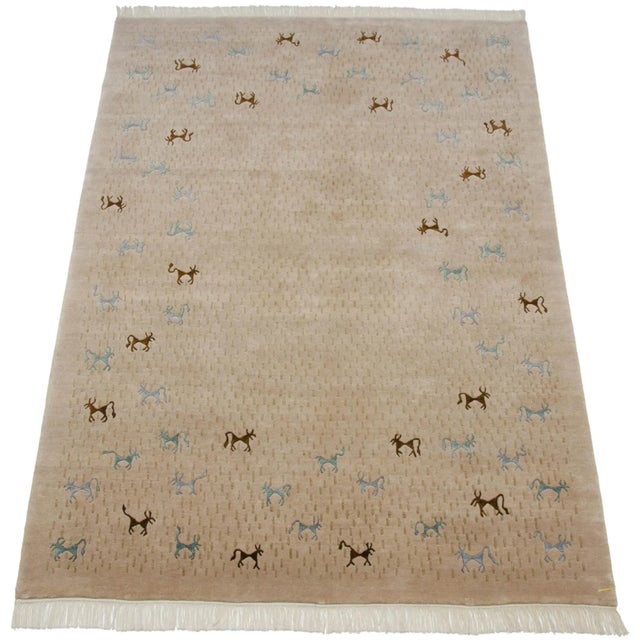 New Indian Folk Art Design Rug - 6' X 9' For Sale - Image 9 of 12