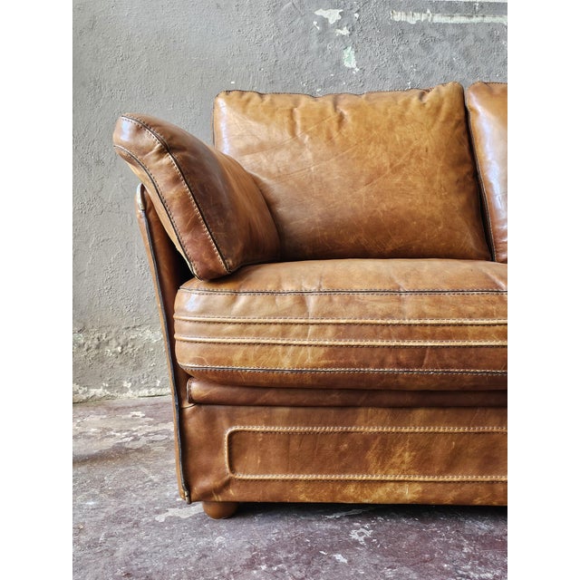 Brown Leather Sofa from Roche Bobois, 1980s For Sale - Image 6 of 11