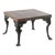 Ranch Style Square Wooden End Table With Forged Iron Legs For Sale