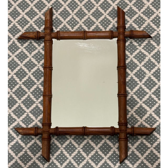 Early 20th Century Antique Petite French Faux Bamboo Mirror For Sale - Image 5 of 18