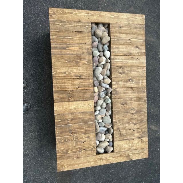 Handcrafted Rustic Wood Outdoor Coffee Table With Built-in Planter For Sale - Image 9 of 9