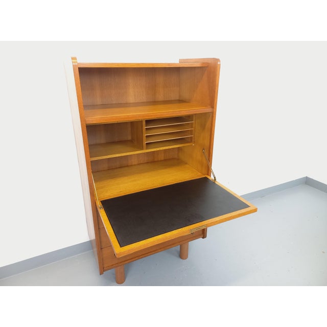 Tan Vintage Oak Secretaire, 1960s For Sale - Image 8 of 16