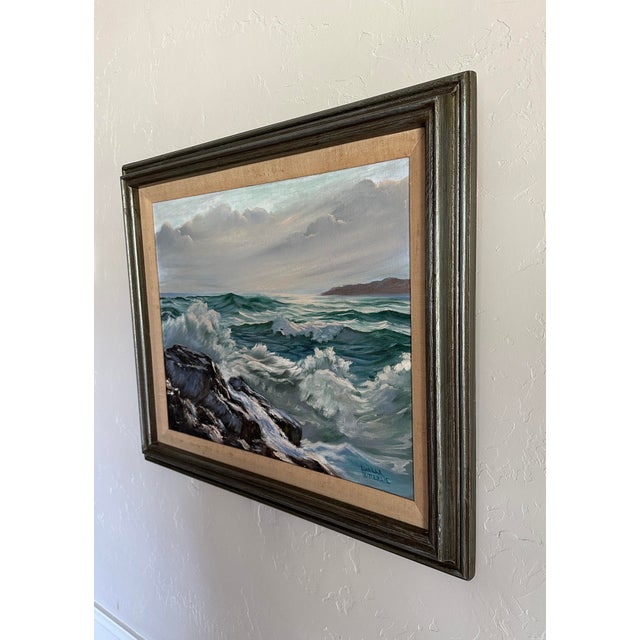 Vintage Original Oil Painting; Framed Seascape by Luella Bitterlie 1980s For Sale - Image 10 of 12