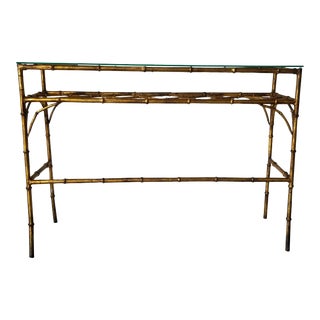 Italian Palm Beach / Hollywood Regency Faux Bamboo Console Table For Sale