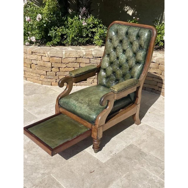 Chesterfield Mahogany Armchair in Green For Sale - Image 6 of 13