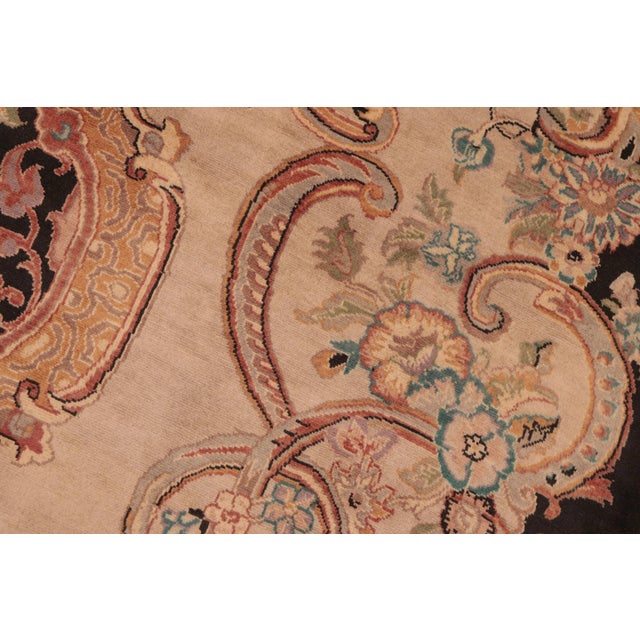 1990s Art Nouveau 1990's Pak-Persian Black/Taupe Wool Rug - 6'2'' X 9'3'' For Sale - Image 5 of 9