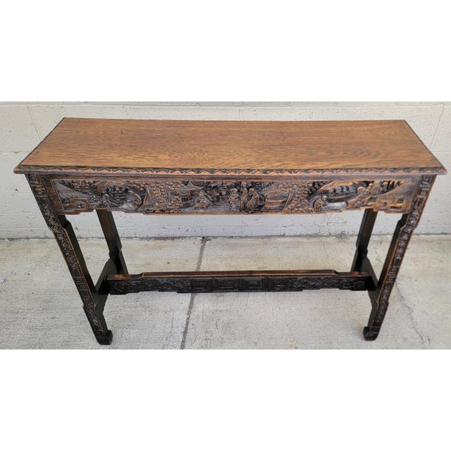 Early 20th Century Highly Carved Alter / Console Table From Shanghai For Sale - Image 5 of 18