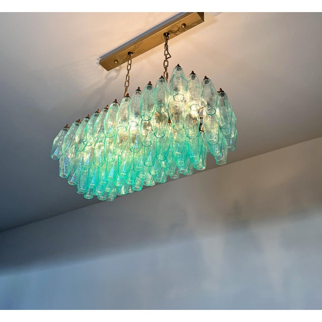 Mid-Century Modern Turquoise Murano Glass Poliedri Chandelier by Carlo Scarpa, 1990s For Sale - Image 3 of 18