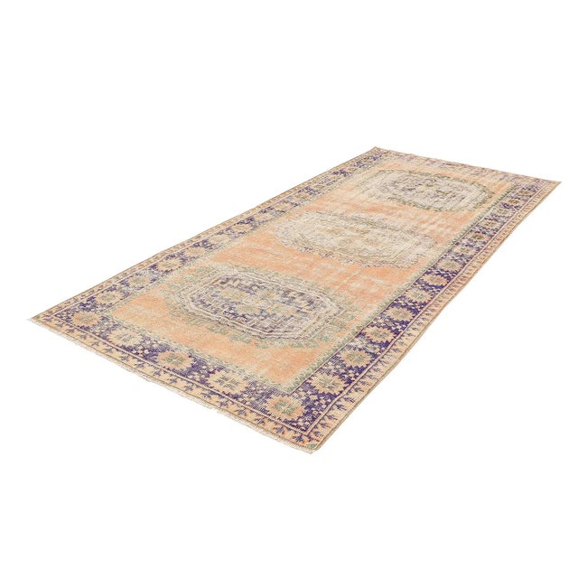 Shabby Chic Mid 20th Century Distressed Vintage Turkish Oushak Rug For Sale - Image 3 of 7