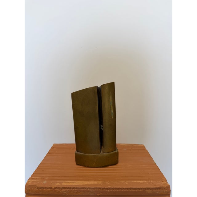 Abstract Modernist Bronze Sculpture on Bronze Base, Brazil 1980s For Sale - Image 3 of 14