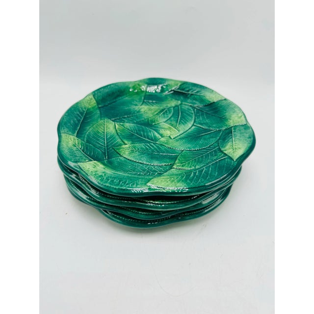Italian Vintage Leaf Italian Plates, Set of Four For Sale - Image 3 of 6