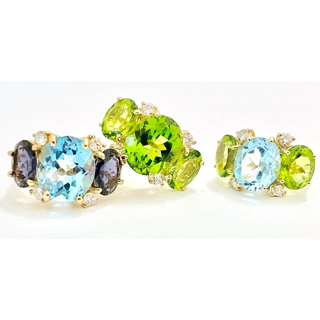 Christina Addison Medium 18 Karat White Gold Gum Drop Ring With Pink Topaz and Iolite For Sale - Image 9 of 12