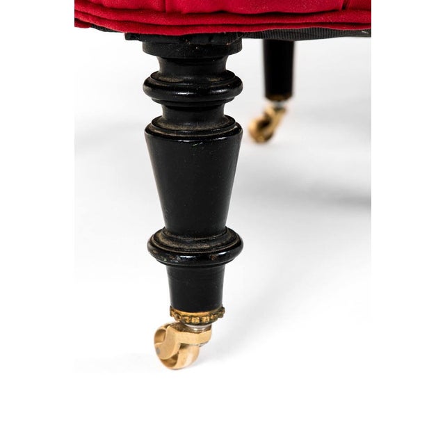 French Velvet Button Back Armchair For Sale - Image 10 of 11