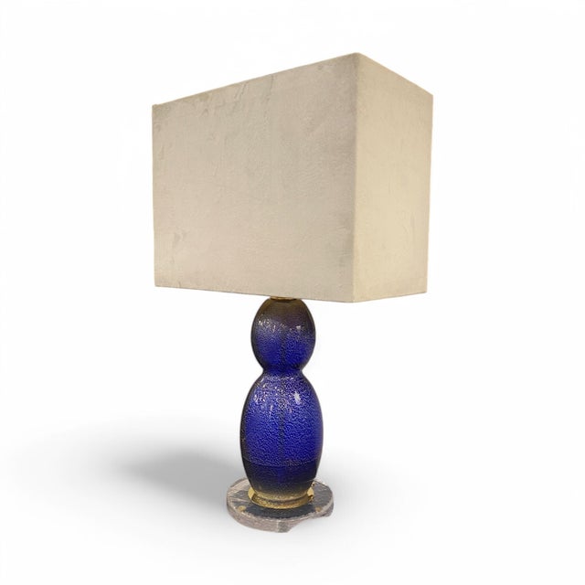 Blue and Silver Murano Glass Lamps, 1970s, Set of 2 For Sale - Image 3 of 7