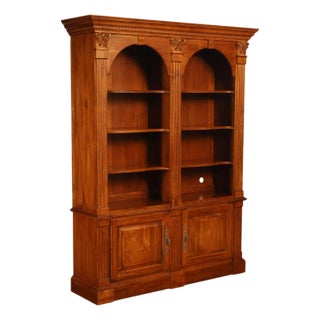 Ethan Allen 'Legacy' Maple Open Carved Library Bookcase For Sale