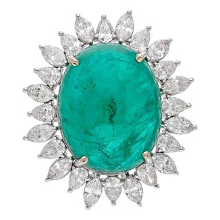 Natural Emerald Ring with 23.88cts Diamond & Emerald 19.02cts in 18k Gold For Sale