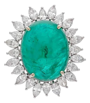 Natural Emerald Ring with 23.88cts Diamond & Emerald 19.02cts in 18k Gold