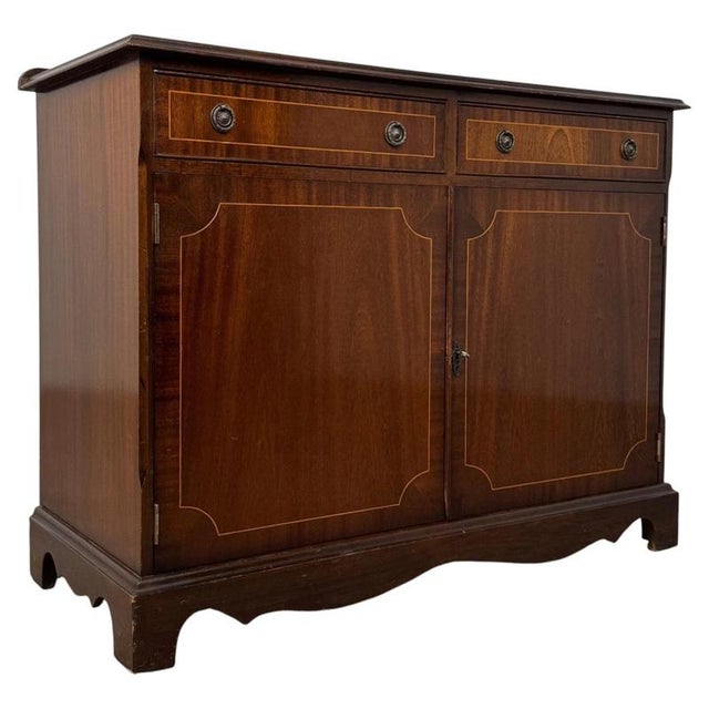 English Inlaid Mahogany Cupboard with Satinwood Stringing For Sale - Image 6 of 13