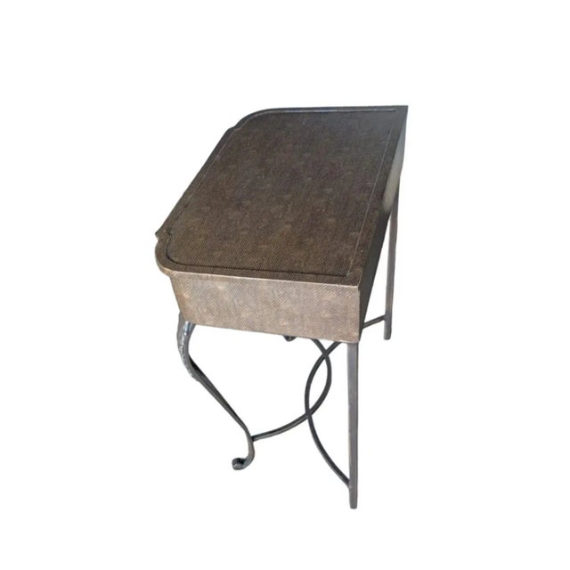 Greige Late 20th Century Reptillian Snakeskin Side Accent Table For Sale - Image 8 of 12