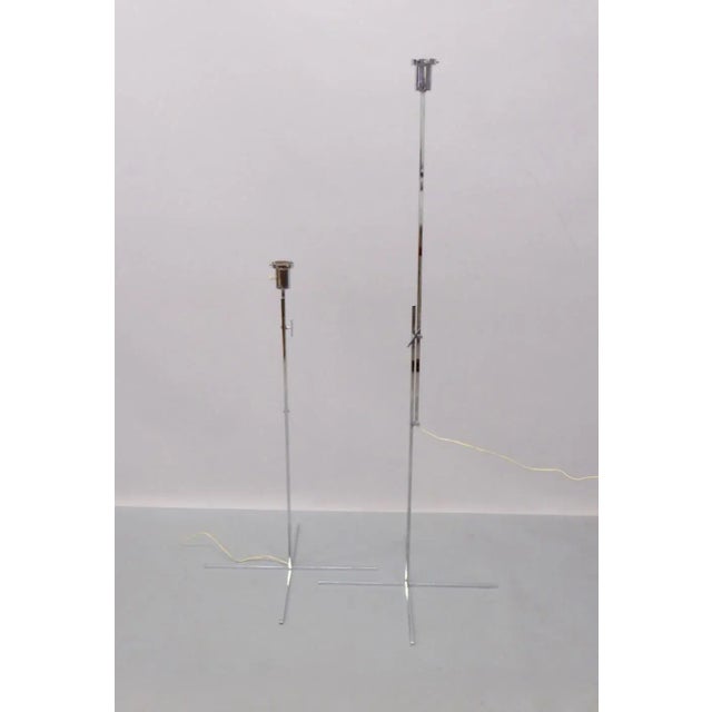 Mid-Century Modern One Left Kurt Verson Style Thin Line Adjustable Height Chrome Floor Lamps For Sale - Image 3 of 9