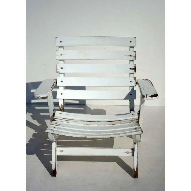 Folding Garden Armchair in White Wood, 1960s For Sale - Image 4 of 13