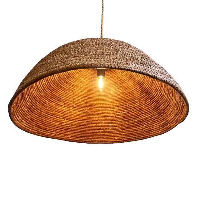 Contemporary Vintage Dogon Dome Basket African Modern Pendant Light For Sale - Image 3 of 6