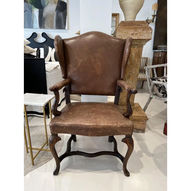18th Century French Leather Reclining Chair For Sale - Image 4 of 9