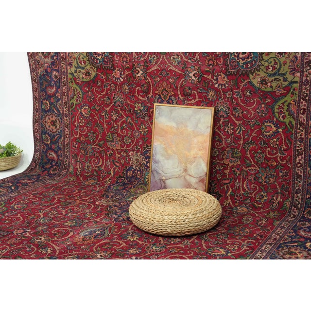 1970s Vintage Persian Handmade Wool 10x13 Red Area Rug For Sale - Image 10 of 11