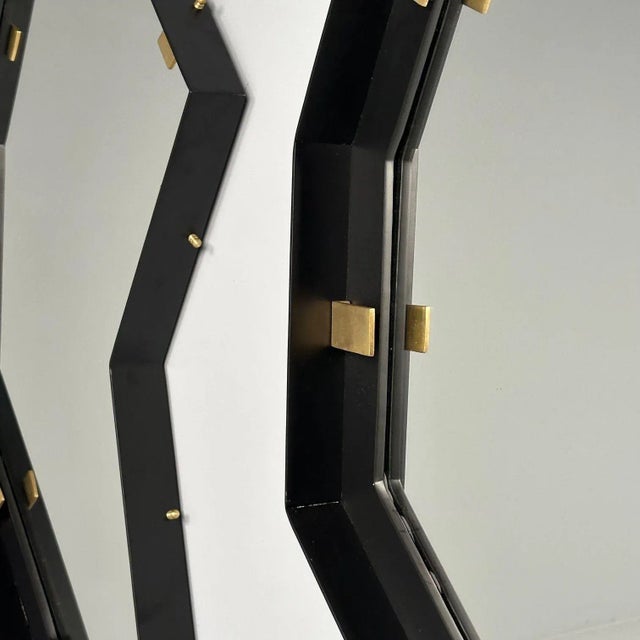 Contemporary, Industrial Modern, Angular Wall Mirrors, Steel, Brass, 2020s For Sale - Image 11 of 12