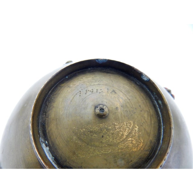 Indian Brass & Semi-Precious Stone Bowls, S/3 For Sale - Image 12 of 13