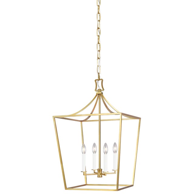 Chapman & Myers by Visual Comfort Studio Southold Medium Lantern, Brass For Sale - Image 4 of 5