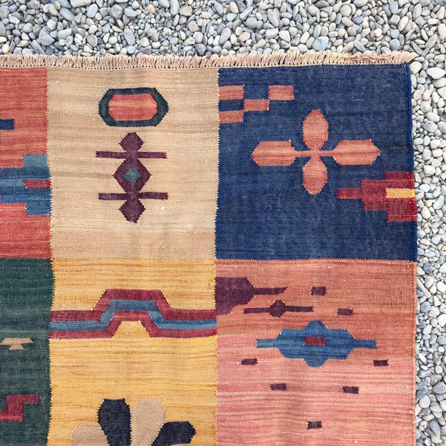 Vintage Hand Loomed Flatweave Southwest Boho Modern Rug 5x7 Chairish