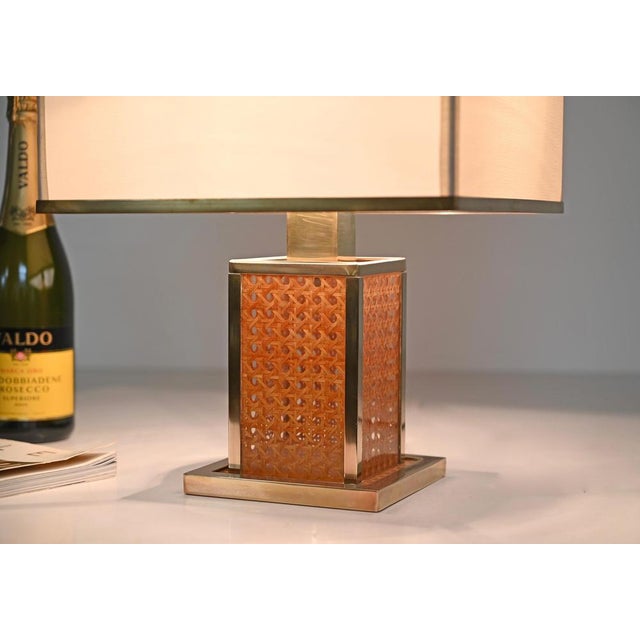 Table Lamp in Vienna Straw and Acrylic Glass, Italy, 1970s For Sale - Image 11 of 13