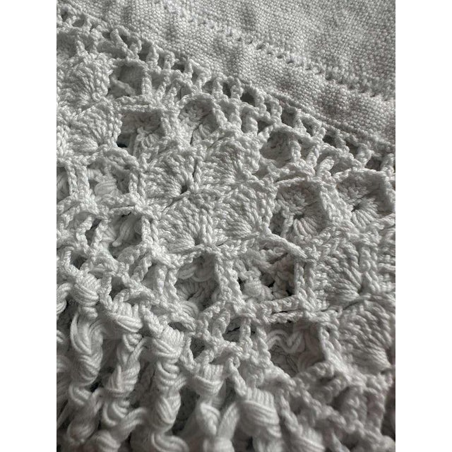 1900 - 1909 Antique French Heirloom Linen Towel Bm Monogram Drawn Thread Work Hand Knotted Fringe Trousseau Textile Circa 1900 For Sale - Image 5 of 12