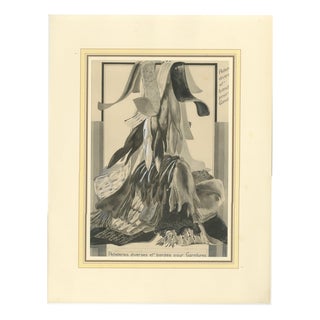 After Ferdinand-Léon Ménétrier, Fashion Design of Fur Trimmings and Pelts, 1910, Watercolor and Gouache on Cardboard For Sale