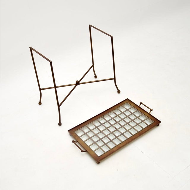 Vintage Brass and Glass Tray Top Side Table, 1970s For Sale - Image 4 of 8