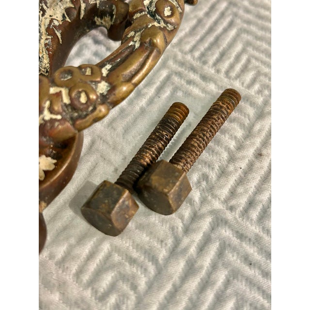 Antique French Rococo Revival Cast Brass Door Knocker With Original Painted Patina c.1900 For Sale - Image 9 of 11