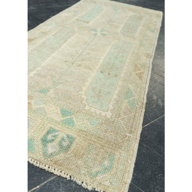 Textile Turkish Mini Rug Oriental Hand Knotted Vintage Rug 1'9" x 3'11" #21013 For Sale - Image 7 of 8