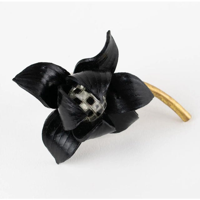 Contemporary Fabrice Paris Giant Black Dahlia Resin Flower Brooch For Sale - Image 3 of 10