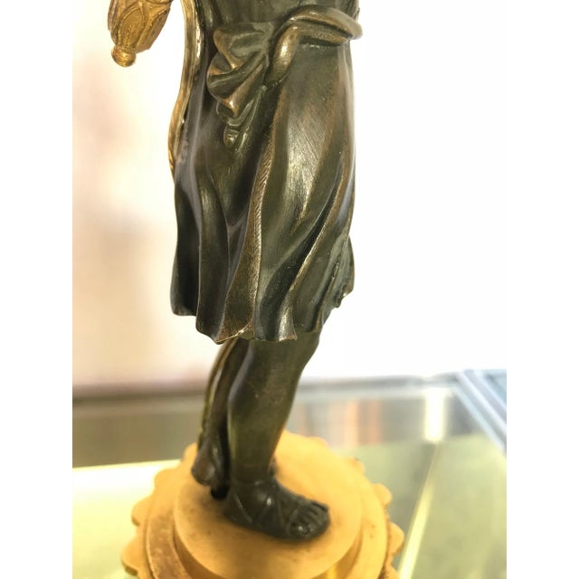 Metal Empire Doré Bronze Candelabra Lamp Having a Patinated Woman Mounted as a Lamp For Sale - Image 7 of 13