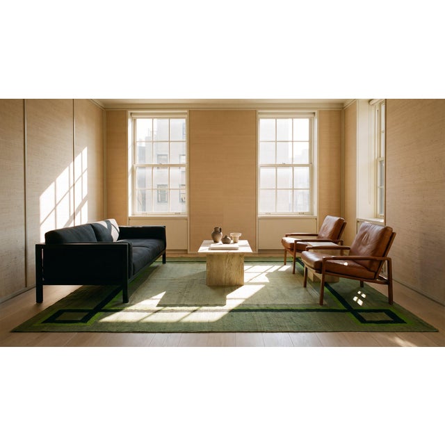 Striking Green Background Color in Style of Andre Arbus Antique French Art Deco Rug For Sale - Image 9 of 11