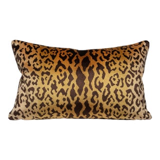 The House of Scalamandré Leopardo Lumbar Pillow, Ivory, Gold & Black For Sale
