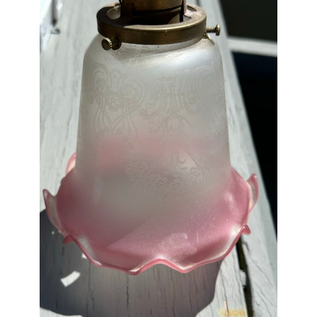 Old Lights On is pleased to offer this vintage three light brass wall sconce with Vianne shades. It is wired and ready go...