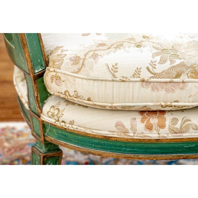 Extraordinary Pair of Antique French Louis XVI Style Painted Armchairs For Sale - Image 11 of 13